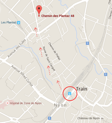 Walking map to Chemin des Plantaz
